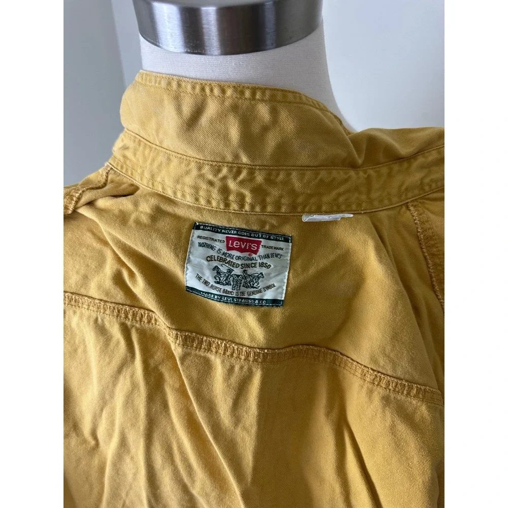 Vintage 90s 1994 Levi's Denim Shirt Metal Buttons Oversized Sz M Mustard‎ Yellow
